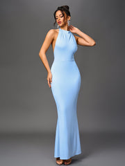 Cowl Neck Backless Mermaid Hem Bodycon Dress