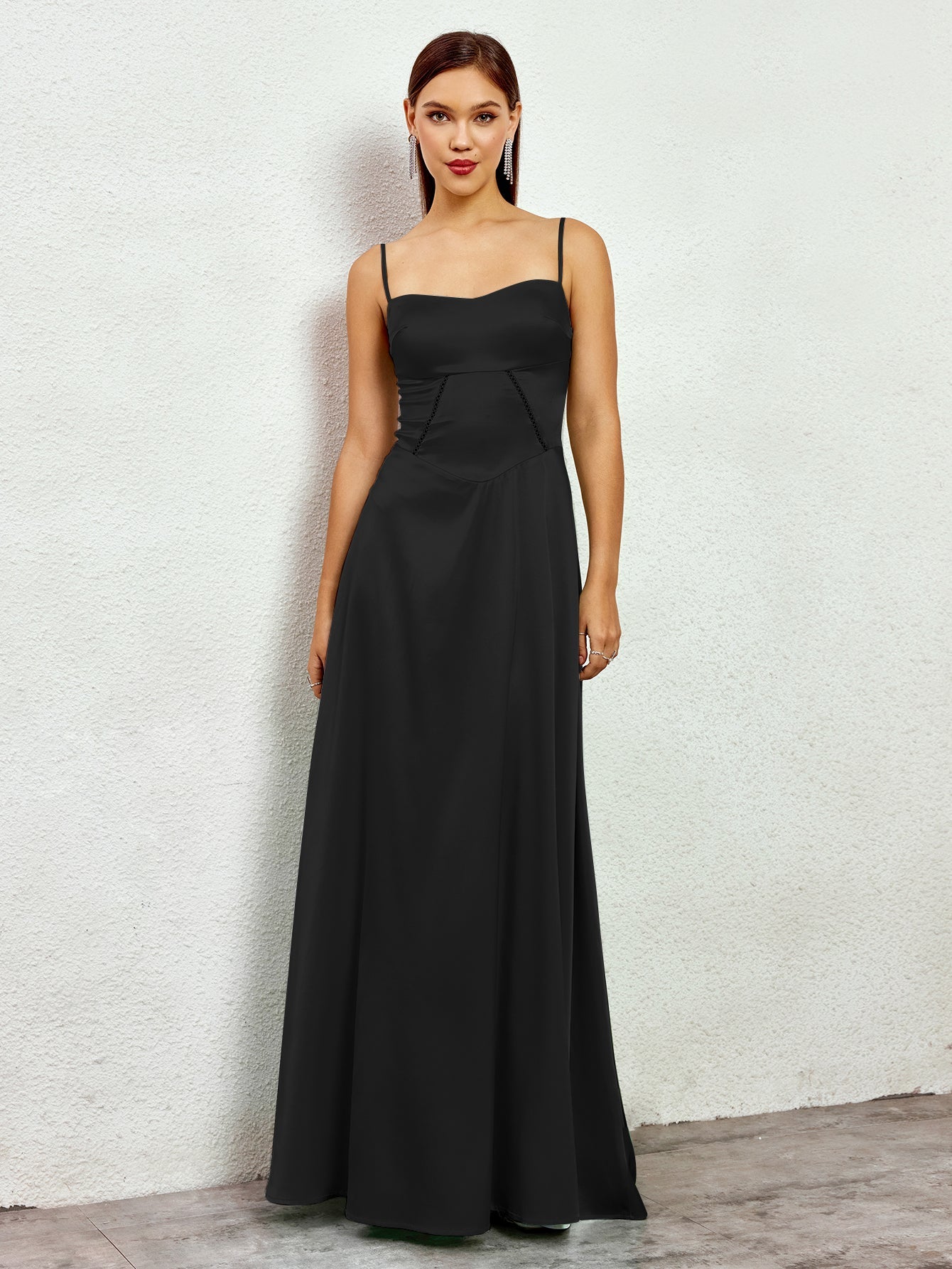 Crisscross Back Satin Maxi Dress