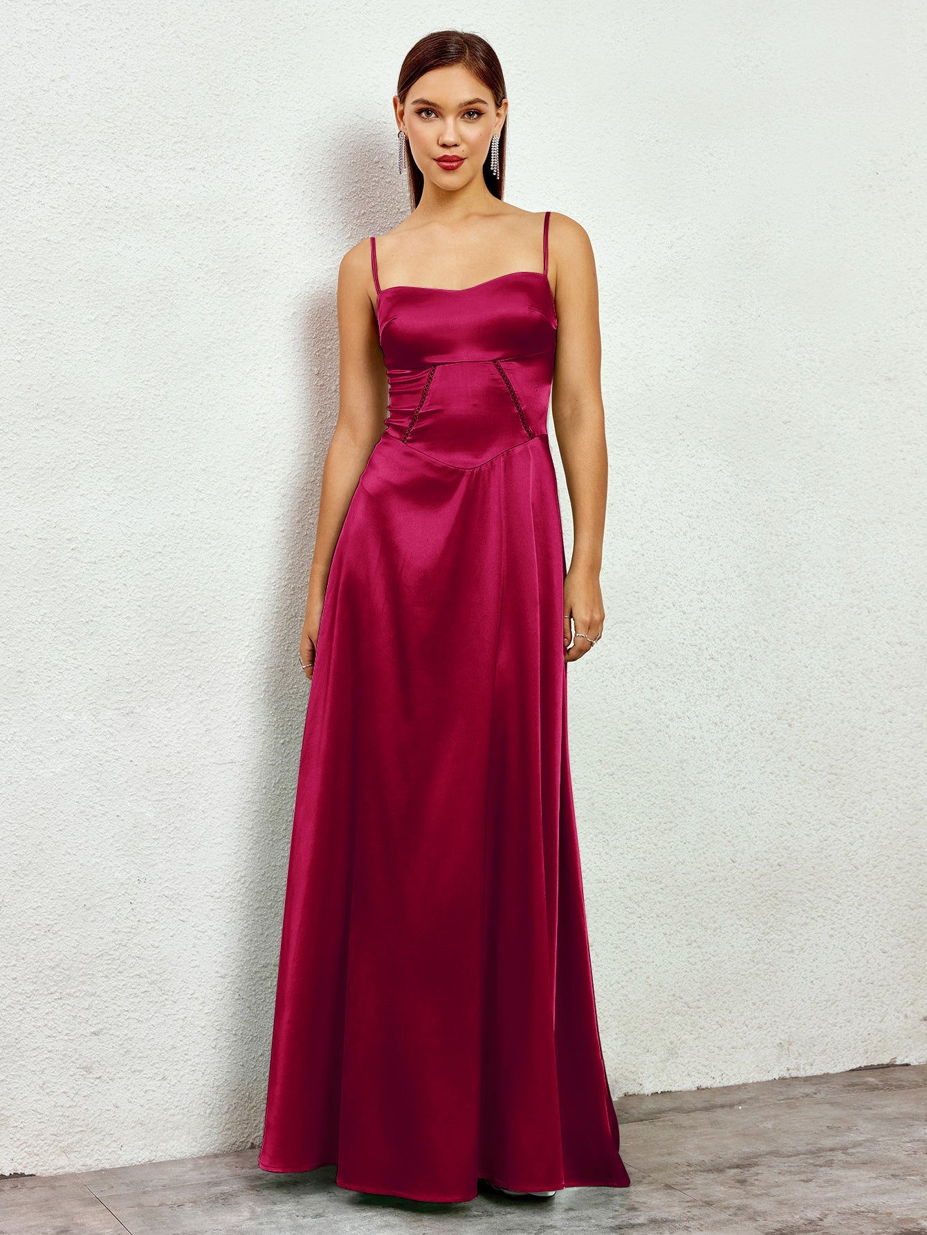 Crisscross Back Satin Maxi Dress