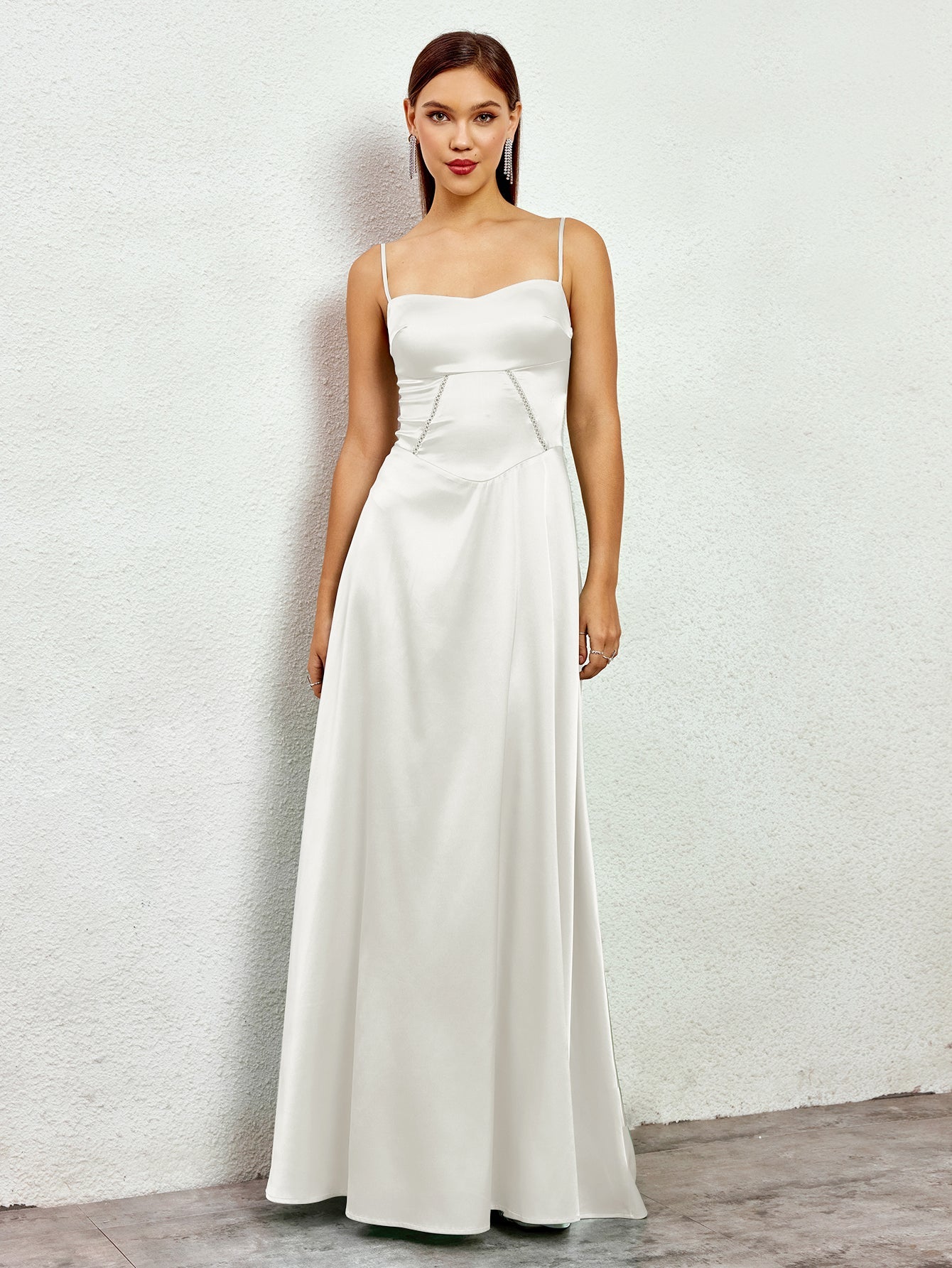 Crisscross Back Satin Maxi Dress