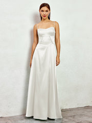 Crisscross Back Satin Maxi Dress