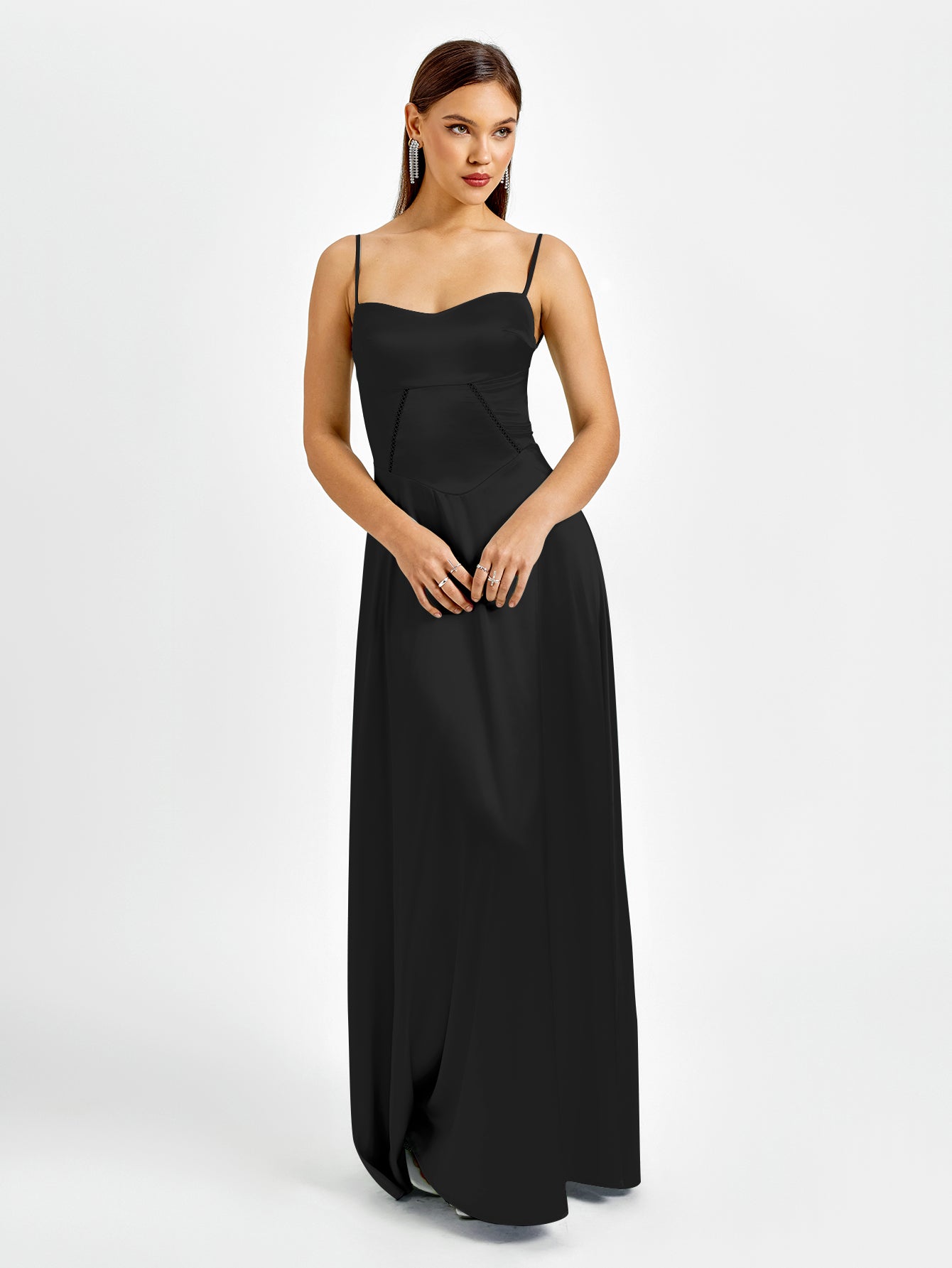 Crisscross Back Satin Maxi Dress