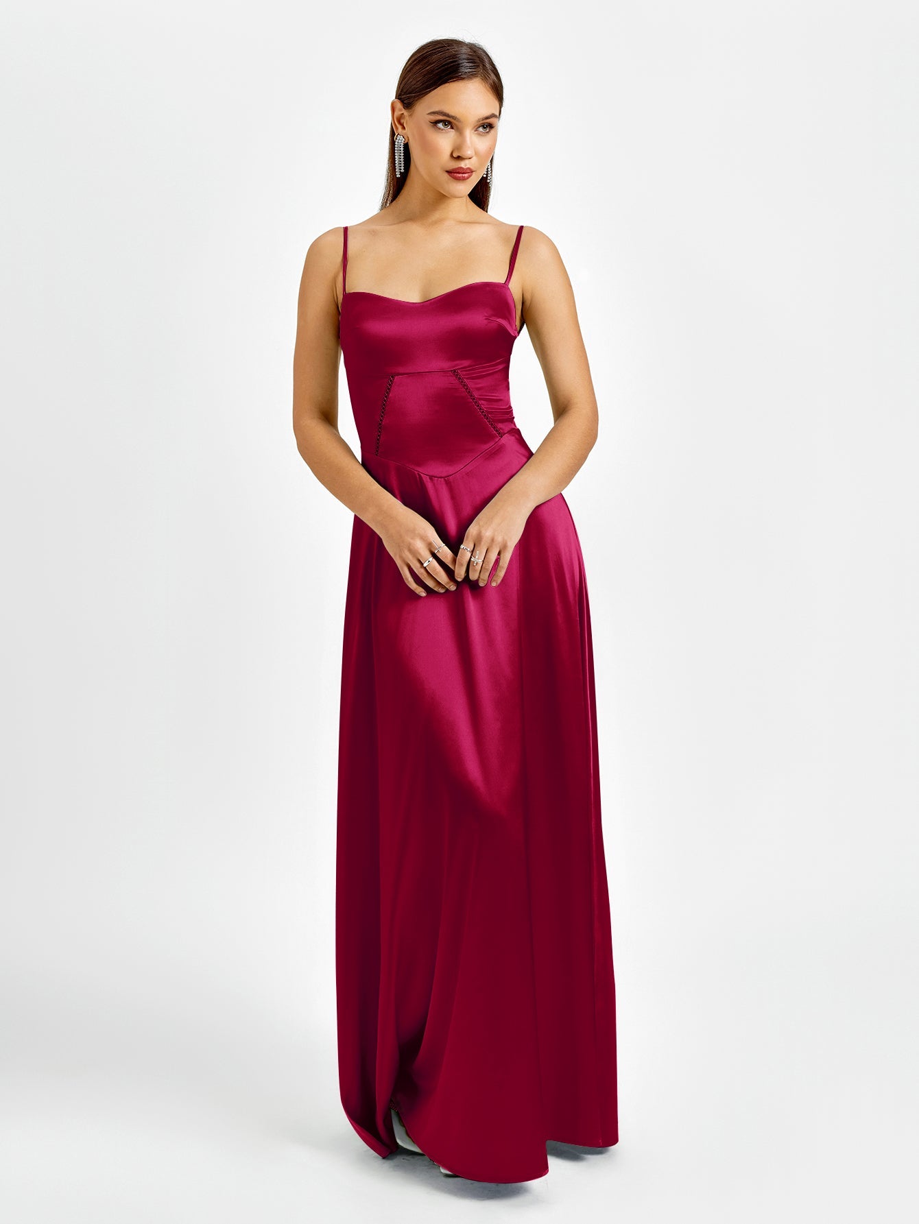 Crisscross Back Satin Maxi Dress