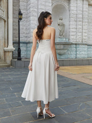 Crisscross Tie Back Lace Spliced Tie Front Tube Dress