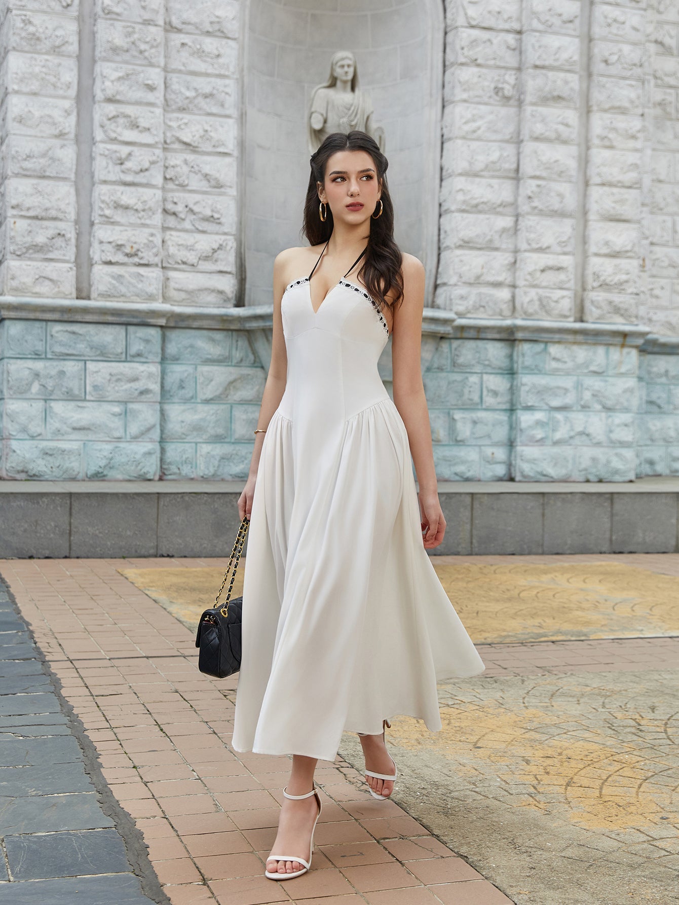 Crisscross Tie Back Lace Spliced Tie Front Tube Dress