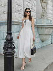 Crisscross Tie Back Lace Spliced Tie Front Tube Dress