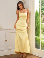 Crisscross Tie Backless Solid  Maxi Dress