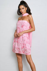 Corviel Floral Sequin Scarf Mini Dress