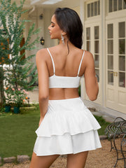 Cut Out Double Pleated Backless Cami Dress