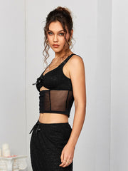 Cut Out Patchwork Lace Crop Top