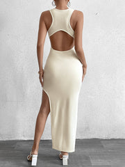 Cut Out Split Thigh Sleeveless Bodycon Solid Dress