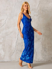 Cut Out Tie Front Zipper Back Maxi Dress