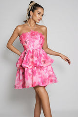 Dorvak Halterneck Flower Printed Mini Dress