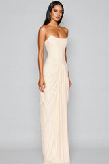 Donna White Strapless Fishbone Maxi Dress