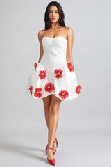 Jaxyn 3D Silver Floral Mini Dress