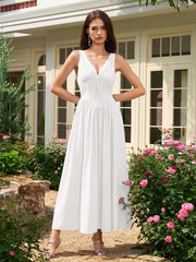 Deep V-Neck Bow Tie Ruched Corset Dress with Pockets