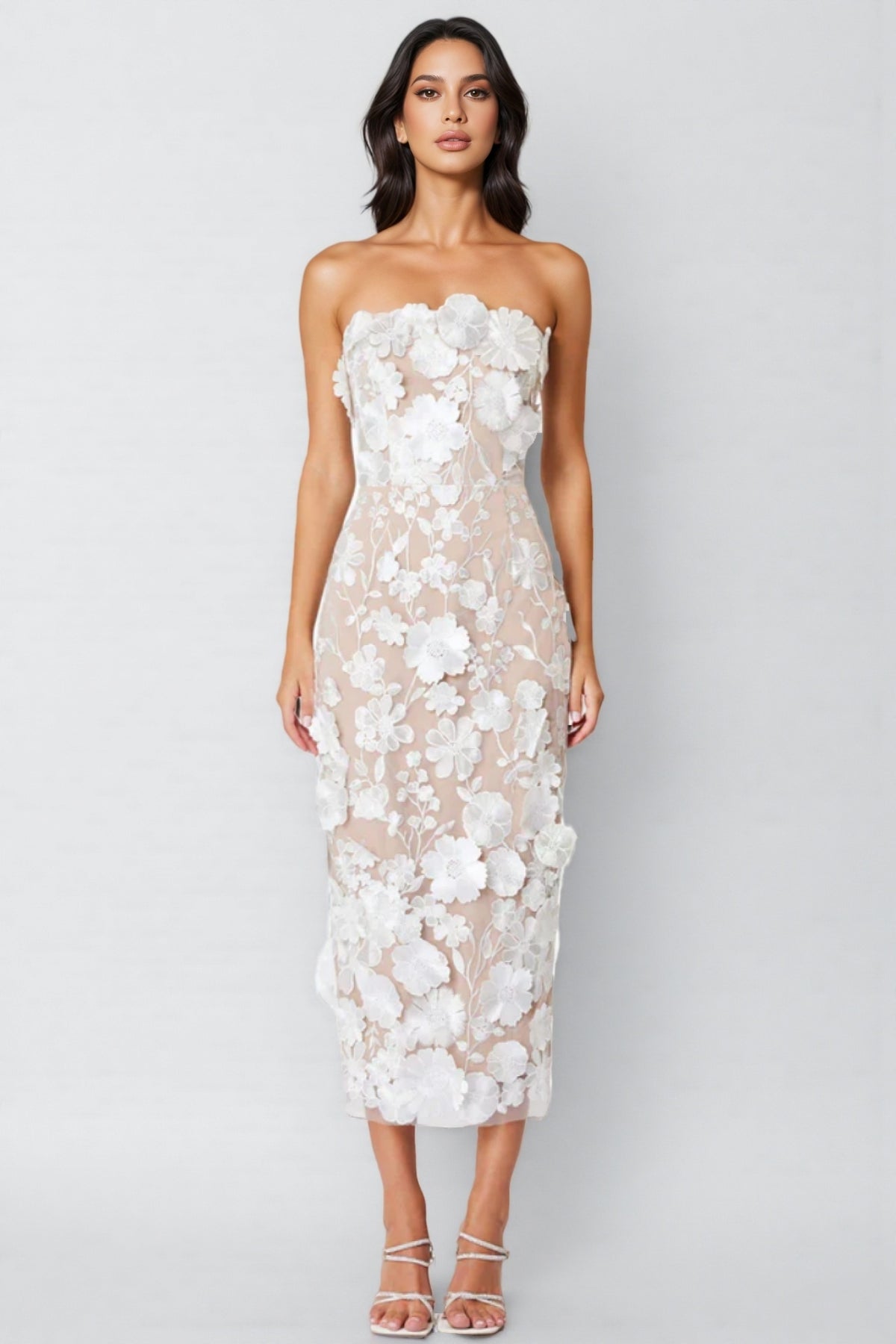 Taliah Strapless Hip Hugging Midi Dress