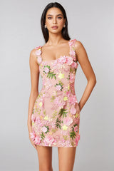 Bloomer Pink Embroidered Mini Dress