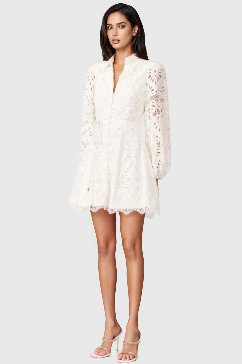 Meryl White Embroidered Mini Dress – Ooins