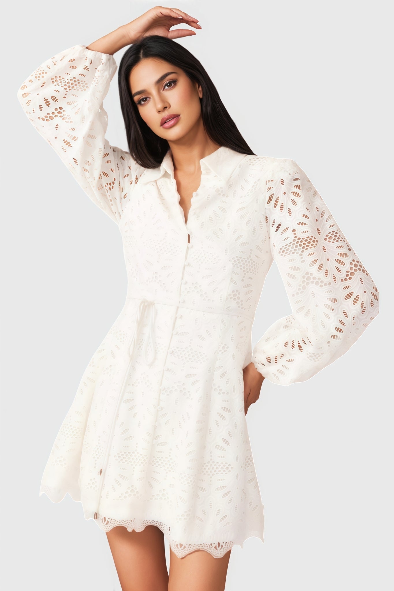 Meryl White Embroidered Mini Dress