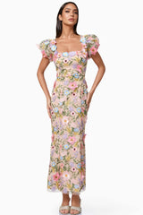 Noahsd Embroidered 3D Flower Maxi Dress
