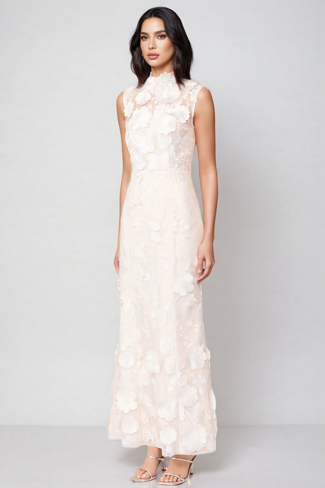 Jastet Embroidered 3D Floral Maxi Dress