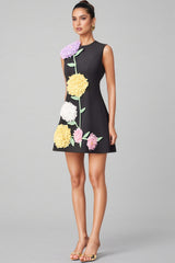 Codi Black Buttercup Embroidered Mini Dress