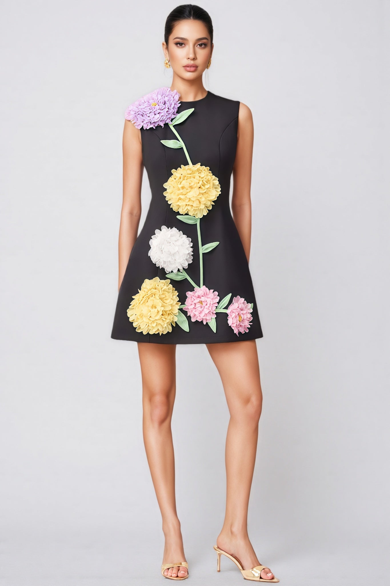 Codi Black Buttercup Embroidered Mini Dress
