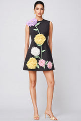 Codi Black Buttercup Embroidered Mini Dress
