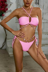 Glen Diamond Halter Strap Bikini Two Piece Set