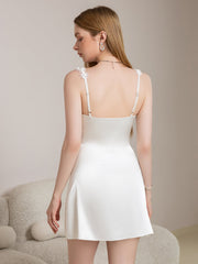 Embellished Straps Backless Satin Cami Dress