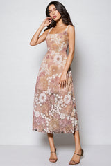 Gaeldriel Spaghetti Sequin Embroidered Midi Dress