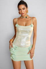 Jackade Sequin Strapless 3D Flower Mini Dress