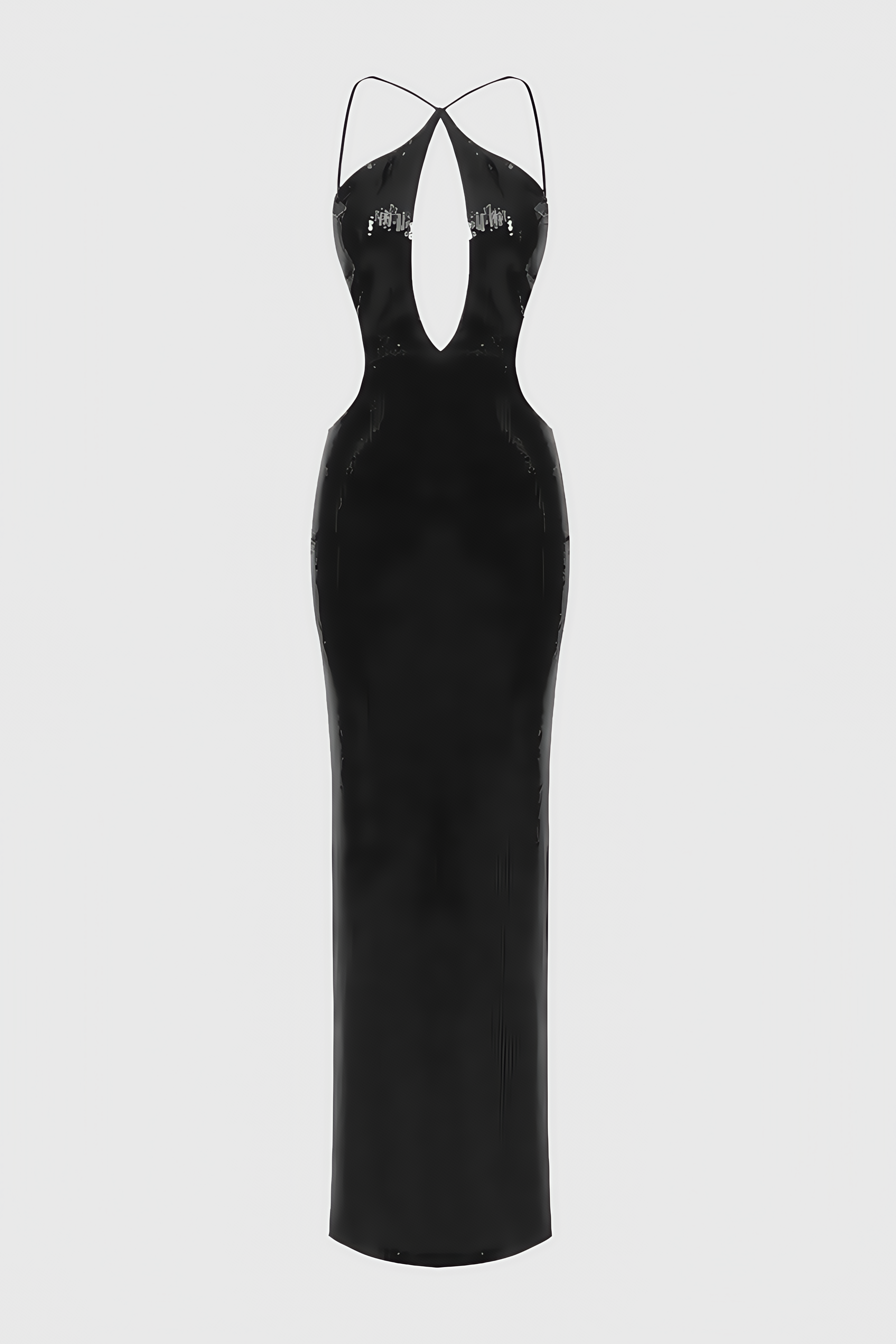 Creamy Black Cutout Sequin Maxi Dress