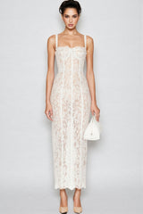 Pana White Lace Camisole Maxi Dress