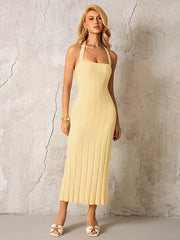 Halter Backless Knitted Maxi Dress