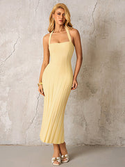 Halter Backless Knitted Maxi Dress