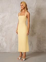 Halter Backless Knitted Maxi Dress