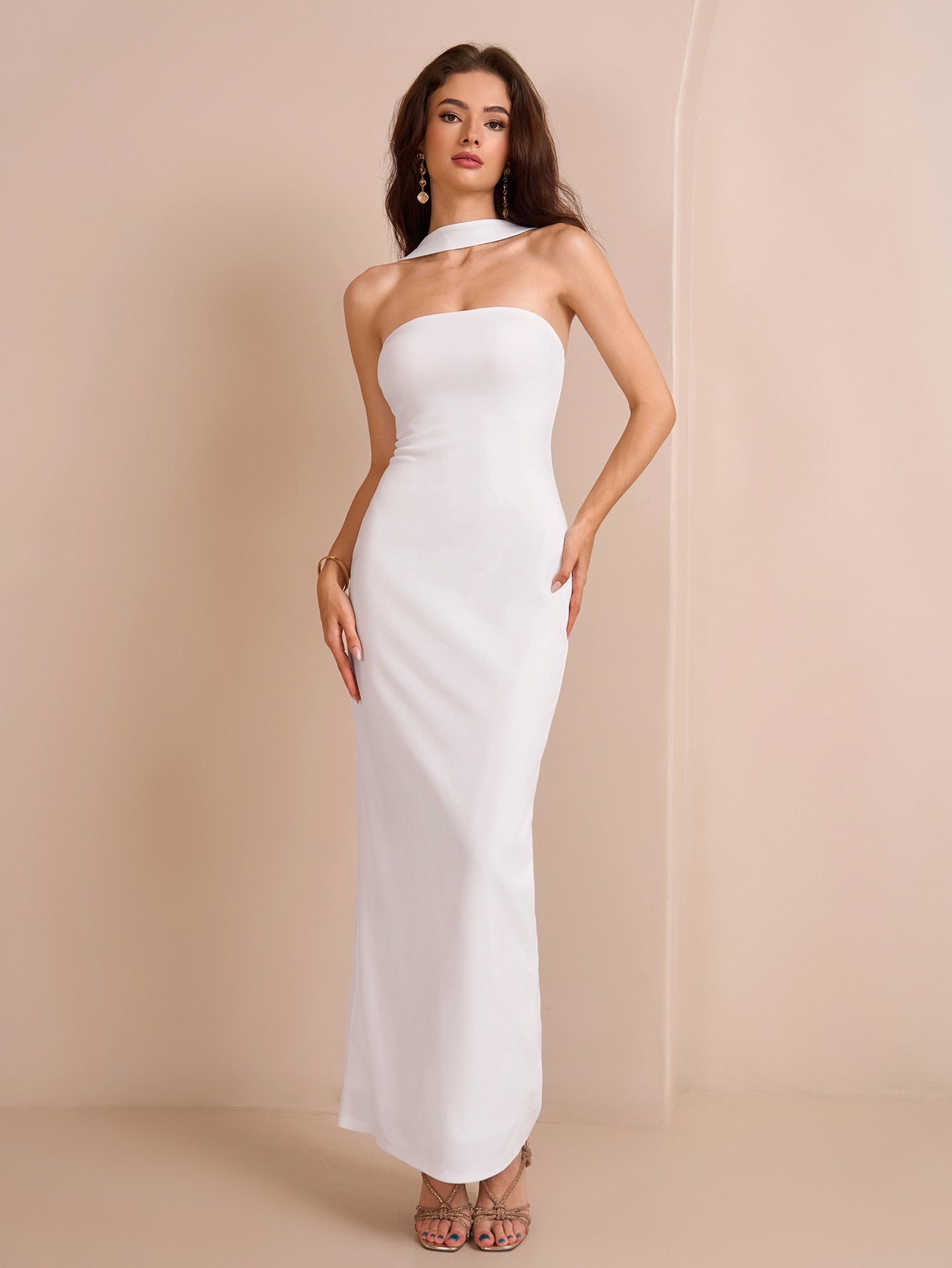 Halter Backless Split Bodycon Long Dress