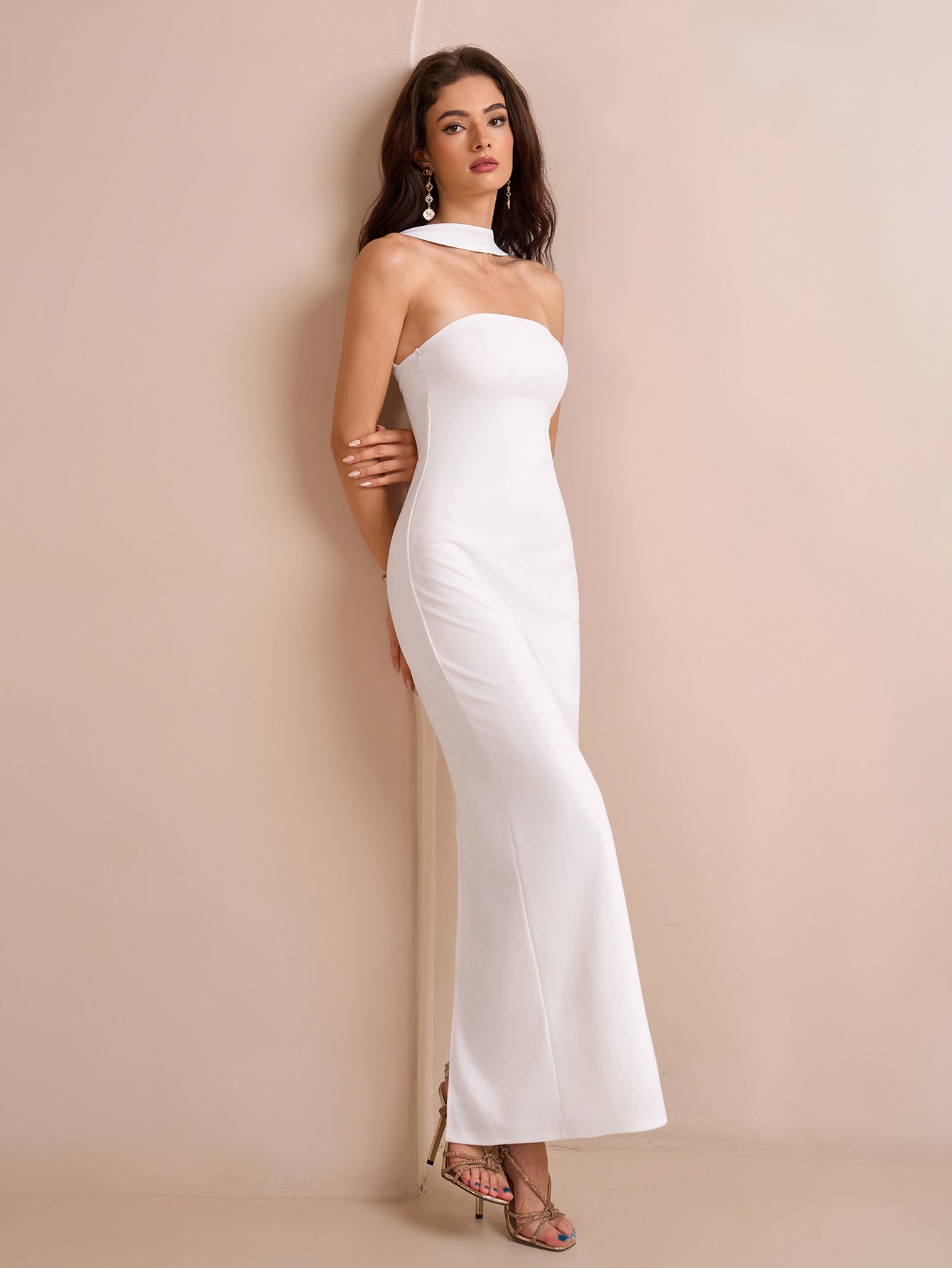 Halter Backless Split Bodycon Long Dress