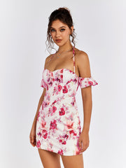Halter Corset Floral Mini Dress