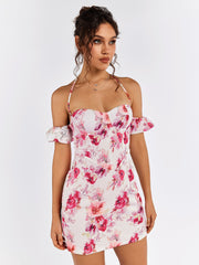 Halter Corset Floral Mini Dress