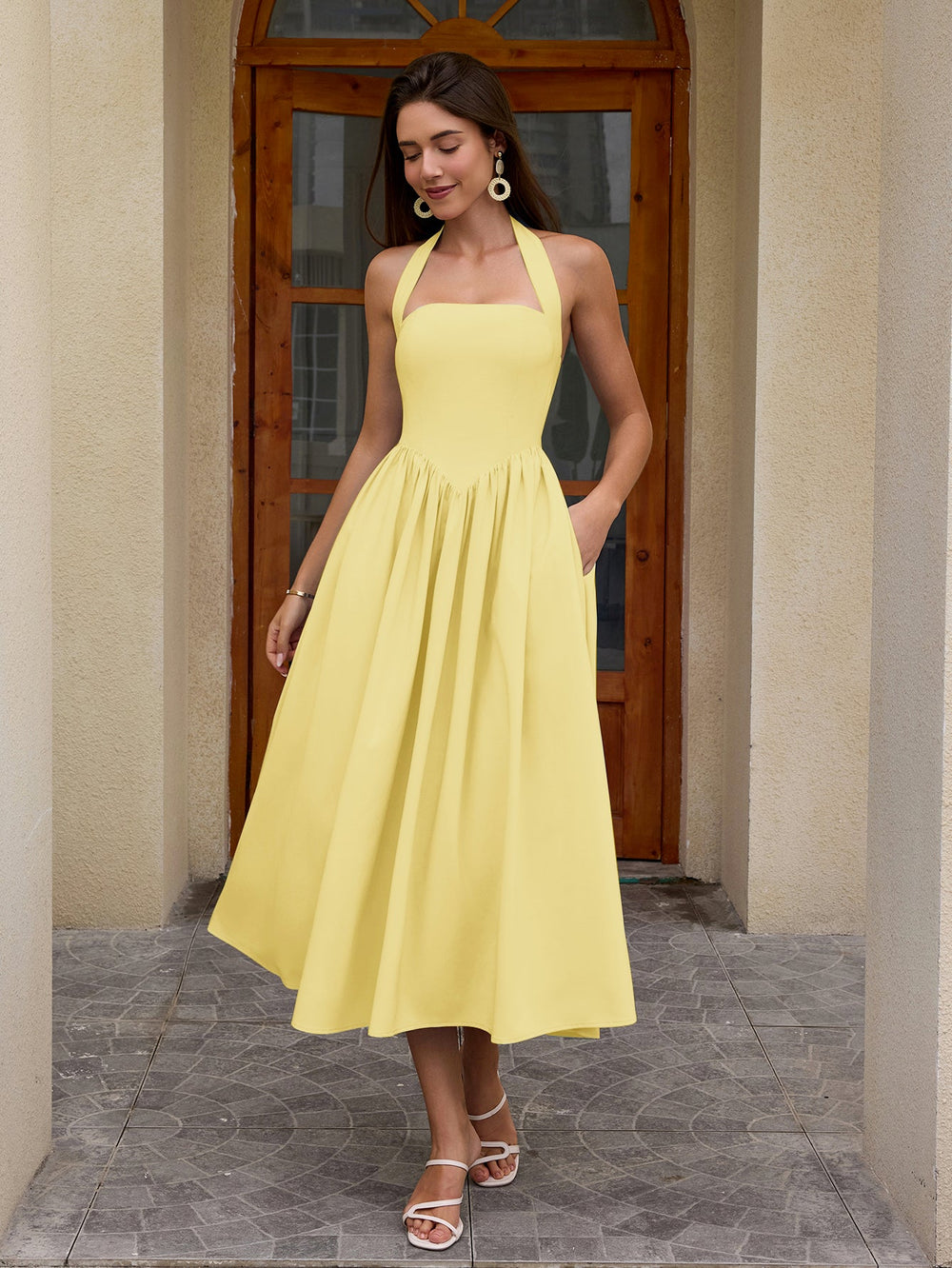 long halter ruched dress Brienna Halter Ruched Maxi Dress Mauve