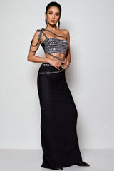 Mikko Rhinestone Bandage Maxi Dress Set
