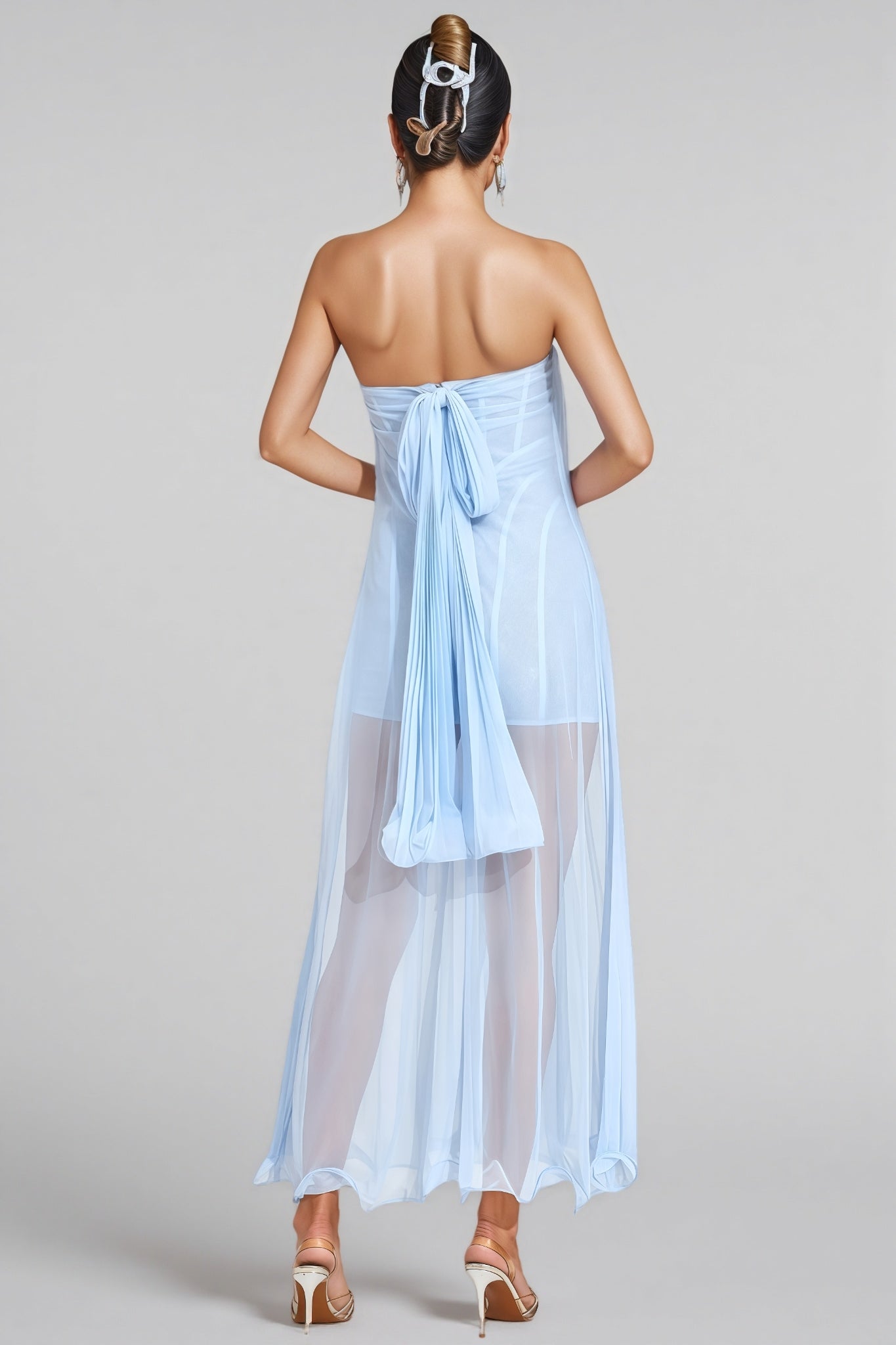 Nick Blue Mesh Midi Dress