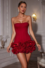 Niaca Strapless Flower Mini Dress