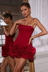 Niaca Strapless Flower Mini Dress