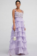 Ortiz Diamante Flower Tiered Maxi Dress