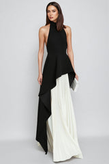 Blythe Crew Collar Sleeveless Backless Asymmetric Suit Dress