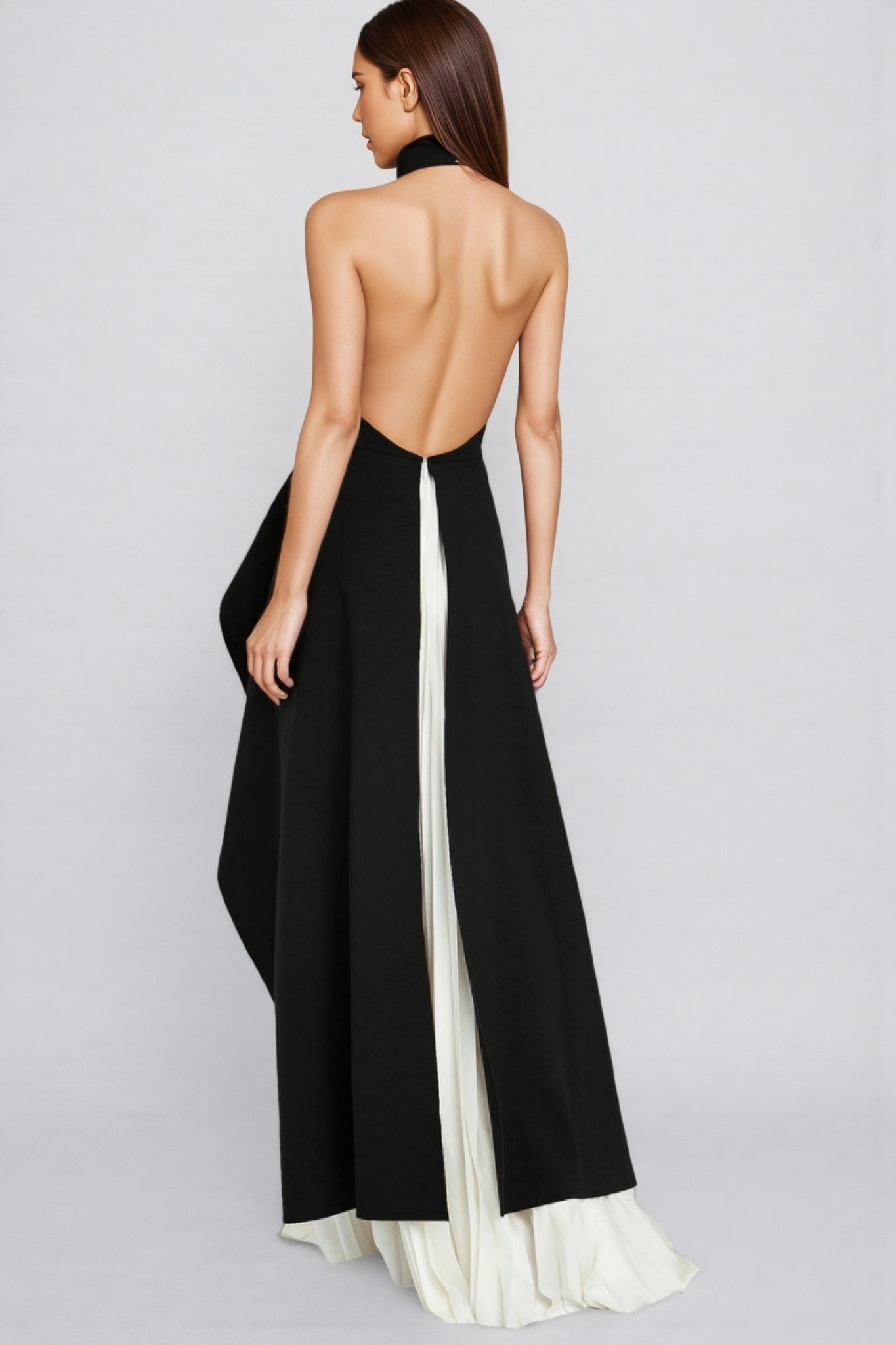 Blythe Crew Collar Sleeveless Backless Asymmetric Suit Dress